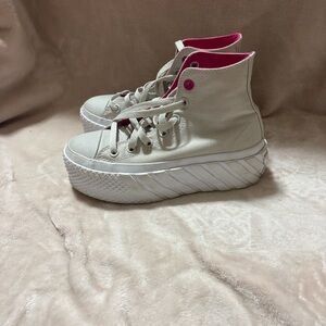 Converse Women's Cream and Pink High-Top Sneakers